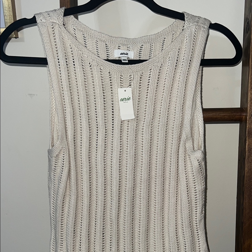 NEW WITH TAGS Aerie Beige Knit Cover Up size medium